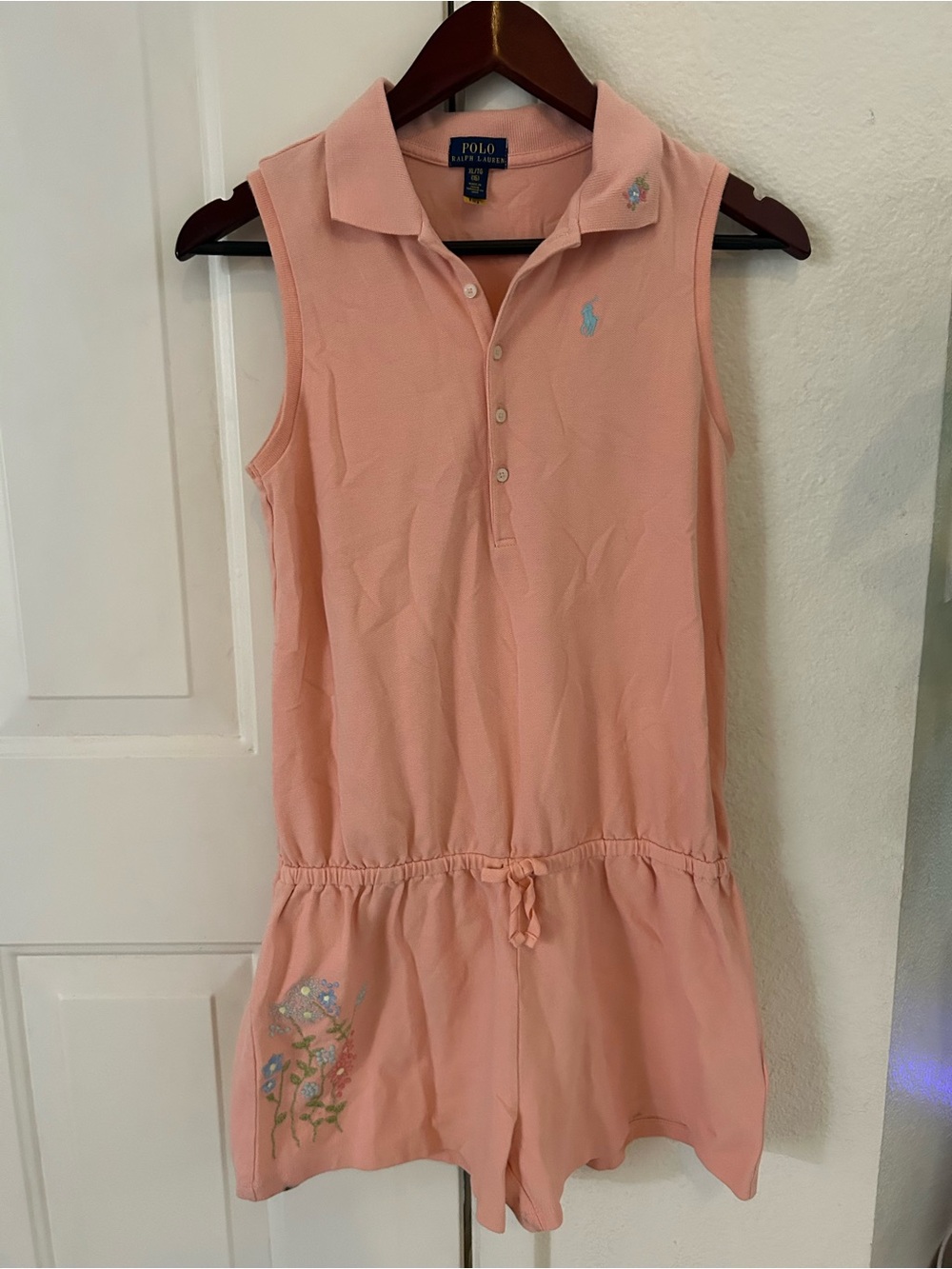 Polo by Ralph Lauren Girls' Light Pink Sleeveless Polo Romper Dress